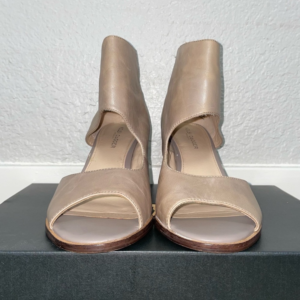KDB Kelsi Dagger Brooklyn Tan Ankle Boots Open Toe With Zipper Size 8.5 - Picture 6 of 10